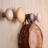 Adhesive Hook Single Hook Simple Exterior No Trace Natural Wood W8Hook for Hanging Clothes, No Nails