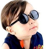 HITAM Plgi Anti-UV Round Vintage Style Children's Sunglasses WF8S5B