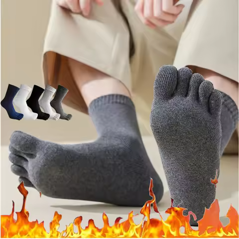 10/5/1 pairs of fall and winter models of five-finger socks men's cotton mid-calf split-toe socks br