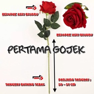 (0_0) Bunga Mawar Bludru Premium/ Bunga Mawar Plastik/ Rumput Plastik/