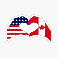 Canada USA Flag Heart Canadian Americans Love Cute Car Sticker Decals Vehicle Truck Bumper Window Wall Mirror Decoration 5"