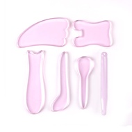Tongkat urut mata Gua Sha, pen kristal merah jambu sintetik untuk wajah, papan urut titik akupuntur 