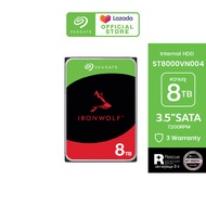 SEAGATE IronWolf NAS HDD ST8000VN004 / 8TB / 3.5" / 7200RPM / C/256MB / SATA 6GB/s (ฮาร์ดดิสก์) *ฟรี