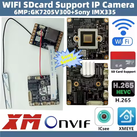 XM WIFI 6MP 3072*248 SDCard Slot IP Camera Module Board GK7205V300+IMX335 ICsee XMEYE P2P IRC Low il
