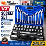 Remax 37PCS 1/2" DRIVE BOX SOCKET SET 8MM - 32MM WITH COMBINATION WRENCH  (LOCAL STOCK)