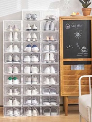 1個高級透明塑料鞋盒,現代簡約家居收納展示防塵防潮鞋牆時尚鞋類收藏