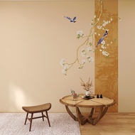8D New Chinese Style Flower Bird Wallpaper Retro Style Live Streaming Room Mural TV Background Wallp