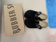 Rubber Soul 黑色麂皮密頭拖鞋 27碼