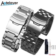 Luxury quick release Solid Full Stainless Steel Watchbands 18mm 20mm 22mm 24mm For Galaxy watch Strap For Seiko Huawei gt3 pro 46 42mm Metal Business Bracelet DKZL