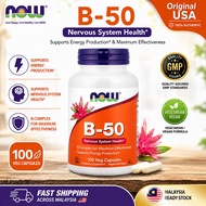 NOW Foods B-50 Vitamin B Complex 100 Veg Capsules Suplemen Vitamin B Tenaga & Saraf Vegan