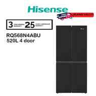 [FREE SHIPPING TO KLANG VALLEY] Hisense 520L 4 Door Inverter Fridge RQ568N4ABU Refrigerator (Black) 