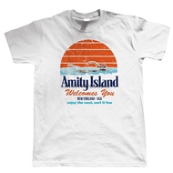 【Sporty Style】 Amity Island Mens Funny T Shirt Shark Jaws Quints Retro Movie Gift For Him Dad Gildan
