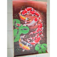 Original Canvas Painting with Koi Fish Motif, 9 tails, Size 135, 3685