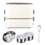 SIMMO Electric lunch box Rice Cooker Single Double Layers 2.4L Stainless Steel Multifunction Porta