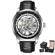 Pagani Design Original Business Mens Watch Luxury Skeleton Leather Mens Automatic Watch Waterproof C