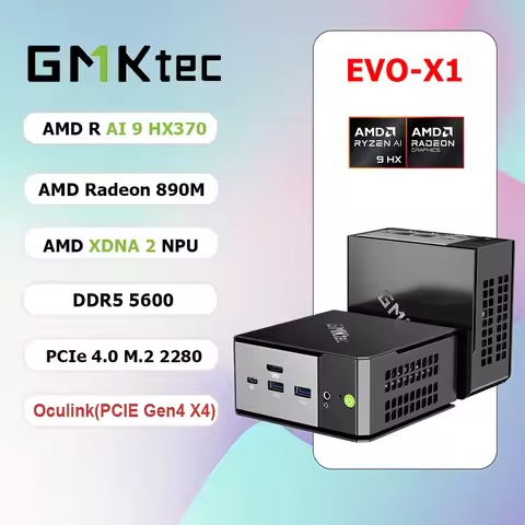 GMKtec EVO-X1 AMD Ryzen AI 9 HX370 Mini PC 12-core 24-thread 32GB LPDDR5 1TB SSD Gaming Computer PC 