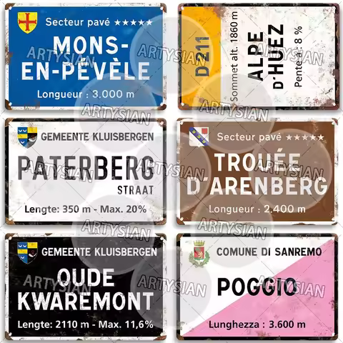 Tour De France Cycling Race Cycling Landmark Metal Plaque Road Signs Austria Italy Tinplate Decor Pl