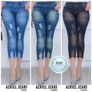 AZRIEL JEANS.LUNA JEANS.LEXY JEANS.JEANS 7/9 STRETCHY MATERIAL FULL RUBBER WAIST SCREEN PRINTING