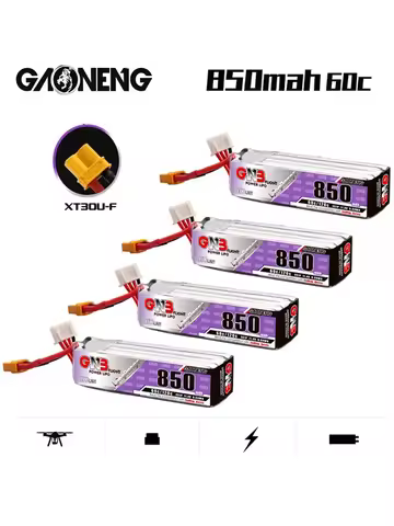 1-10PCS GNB 850mAh 3S 11.4V 60C/120C HV Lipo Battery With XT30U-F Plug for FPV Racing Drone 4 Axis U