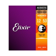 (ของแท้) สายกีตาร์โปร่ง เบอร์ 12 Elixir® Nanoweb เคลือบ Phosphor Bronze (Light 12-53) #16052