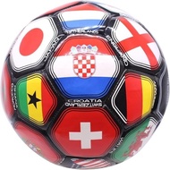 2026 年世界盃鄉村世界國旗訓練戶外足球尺寸 5 號足球 (尺寸 5) - 黑色 World Flags Soccer Ball 「官方授權版」