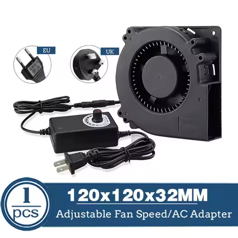 120MM Turbo Blower Fan 12V DC Female Connector 12cm 120x120x32mm 12032 Centrifugal Cooling Fan w/ AC