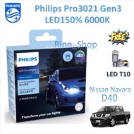 Philips Car Headlight Bulb Pro3021 Gen3 LED+1 6000K Nissan Navara D40 LED T10