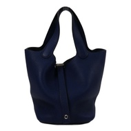 HERMES Clemence皮革Picotin PM手挽袋Blue Saphir