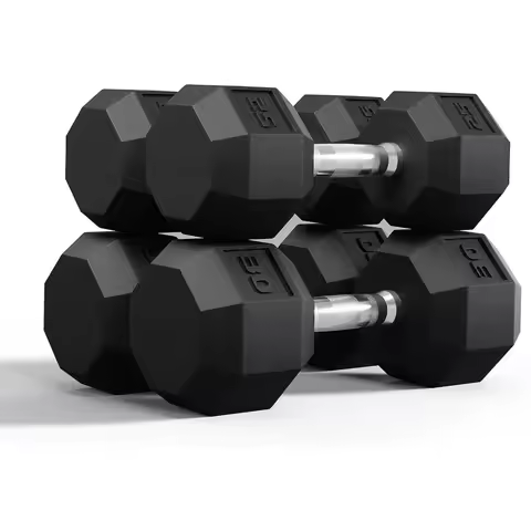 PVC Hex Dumbbell Weight Set, 110LB set(25+30LB)X2 Exercise & Fitness Dumbbells for Muscle Toning, St