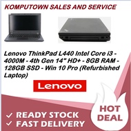 Lenovo ThinkPad L440 Intel Core i3 - 4000M - 4th Gen  14" HD+ - 8GB RAM -  128GB SSD - Win 10 Pro (R