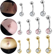 1PC 14G Belly Rings Stainless Steel Belly Button Rings Double Ball Belly Navel Piercing for Women 6m