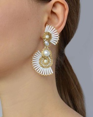 耳環 白金不對稱珍珠耳環