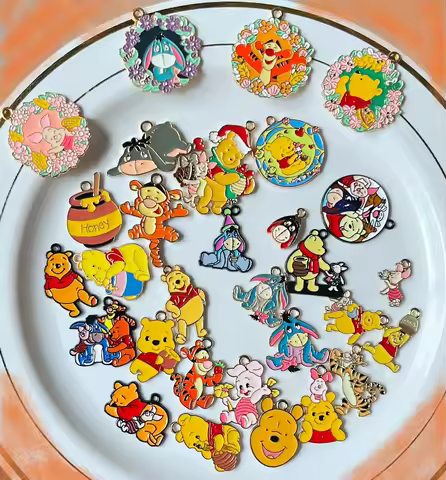 Cartoon Anime 10pcs Eeyore pooh Tigger Metal Pendant Earrings Bracelet Necklace keychain DIY Handmad