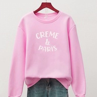 Sweater Wanita Oversize Crewneck Lengan Panjang Creme De Paris