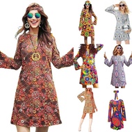 Women's 70s Hippie Costume Retro Go Go Groovy Dress