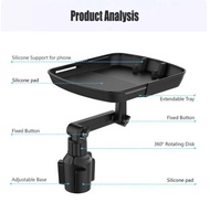 ถาดวางของในรถ หมุนได้ ที่วางของ ที่วางมือถือ ใส่ในช่องวางแก้ว ถาดรองอาหารในรถ ถาดอเนกประสงค์ ติดตั้งกับช่องวางแก้ว อุปกรณ์จัดเก็บ