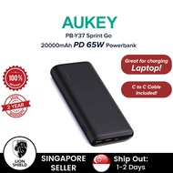 (SG) Aukey PB-Y37 Sprint Go 20000mAh 65W PD Laptop Powerbank - Fast Charging Power Bank for Macbook Air/Pro 13 inch 14 inch 15 inch 16 inch etc