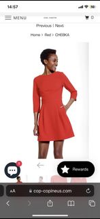 法國女裝 Cop.Copine 紅色中袖連身裙 long sleeves red dress elegant dress 連衣裙 氣質長裙 禮服 宴會裙 evening dress 婚宴裙 midi 