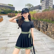 Sports Style Color Matching Belly Covering Conservative Boxer Sexy Small Breast ins Hot Spring Swims