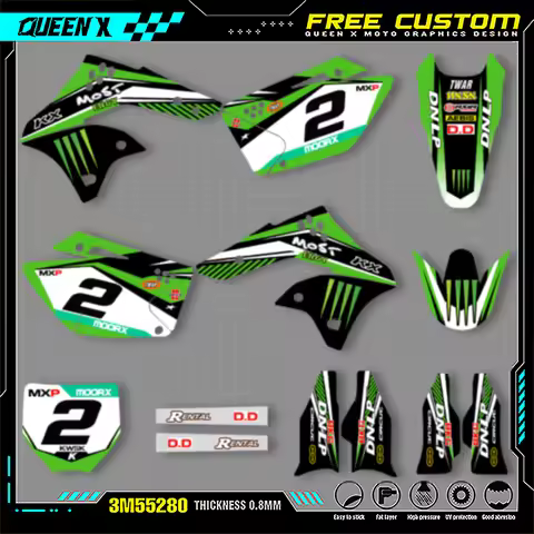 Queen X MOTOR Customize Motorcycle Graphics Decals Stickers Kit For KAWASAKI KXF250 KX250F KXF 250 2