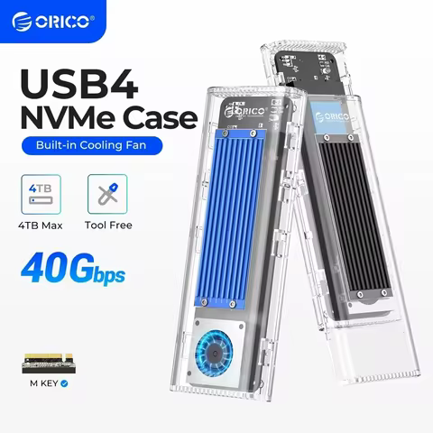 ORICO 40Gbps M.2 NVMe SSD Enclosure with Built-in Cooling Fan, Tool-Free External Hard Drive Enclosu