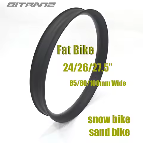 Carbon Tubeless Fat Bike Rims 24er 26er 27.5er Snow Bike Sand Bicycle Wheels 28h 32h 36h 65/80/100mm