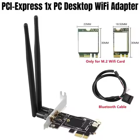 PCI-E x1 Desktop Computer WiFi Adapter for NGFF M.2 Wifi Cards for AX210 AX200 AC9260 AC8265 AC8260 