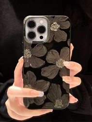 1入組 Gucadi 黑色華麗花卉設計手機殼,適用於 Iphone 11、iphone 13、iphone 14 Pro Max