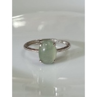 #J893 100% Natural Grade A Icy White Jade Jadeite Adjustable Ring H9.4m