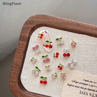 [BlF] 10 Pcs Cherry Nail Rhinestone 3D Cherry Charm Red Fruit Diamond Crystal Jewelry Y2K Alloy Nail