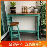 Solid Wood Bar Distressed Bar Retro Family Dining Table Bar Bar Balcony Bar Distressed Table Chair D