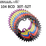 SNAIL Chainring 104BCD Round 30t 32t 34t 36t 38t Tooth Narrow Wide Ultralight Tooth Plate MTB Bike 1