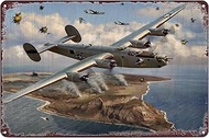 B-24 Liberator Bomber Metal Poster Airplane Aircraft Vintage Tin Sign Wall Art Decor Plaque for Home