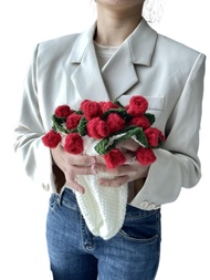 cod Finished Rose Blanket Bouquet Rose Flowers Handmade Crochet Acrylic Fuzzy Sweater Bed Couch Moth